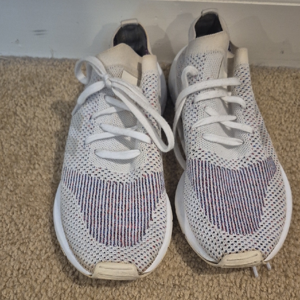 Mens Adidas White and Multi Color Knit Sneakers